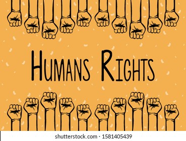interracial hands fist human rights fight vector illustration design