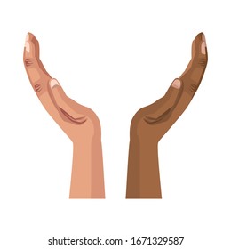 manos interraciales Icono aislado humano Icono de diseño
