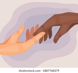 interracial hands humans friendly icon vector illustration design