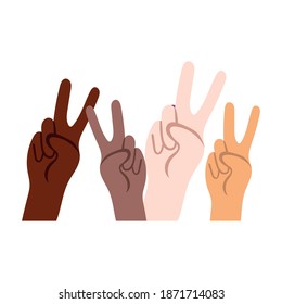 interracial hands peace and love symbols vector illustration design