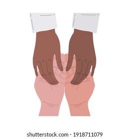 interracial hands persons unity icon vector illustration design