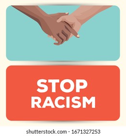 interracial handshake stop racism campaign vector illustration design