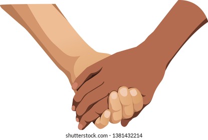 Interracial Holding Hands - Vector