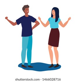 interracial lovers couple celebrating characters