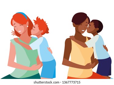 interracial mothers with little kids characters