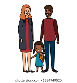 interracial parents couple with daughter characters