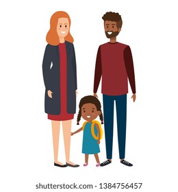 interracial parents couple with daughter characters