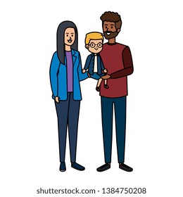 interracial parents couple with son characters