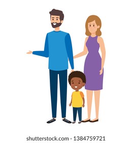 interracial parents couple with son characters