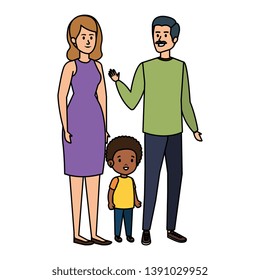 interracial parents couple with son characters