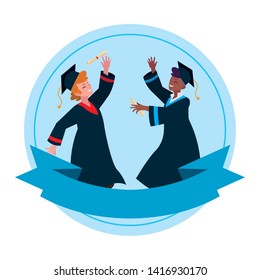 interracial students boys graduated celebrating