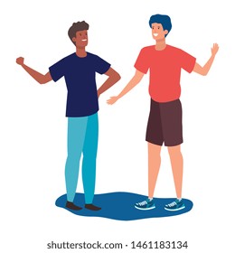 interracial young men friends celebrating characters