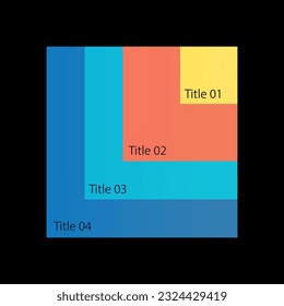 Interrelated structure components infographic chart design template for dark theme. Company departments. Editable infochart with square levels. Visual data presentation. Myriad Pro-Regular font used