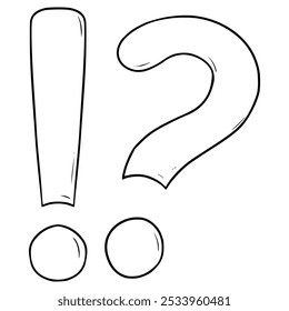 interrobang icon illustration hand drawn outline vector