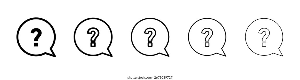 Logotipo de icono de interrogatorio en la colección de líneas de trazo