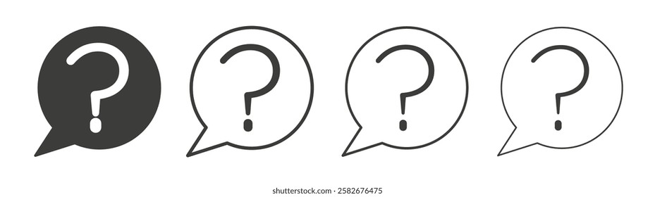 Interrogation icons set vectors graphic designs