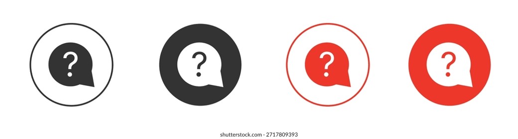Iconos de interrogatorio simple silueta plana Ilustración vectorial