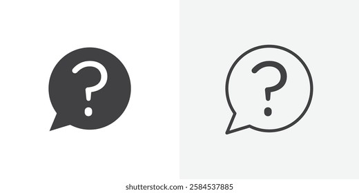 Interrogation icons vectors illustrations in black fill and liner versions