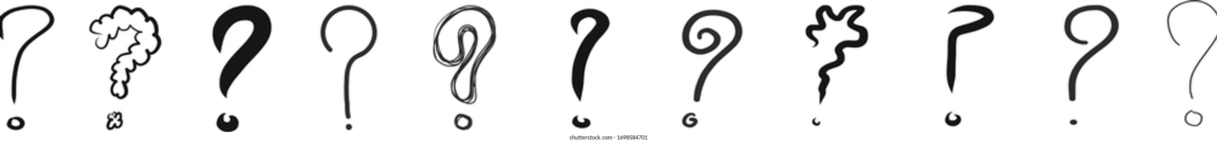 interrogation point hand drawn question marks vector illustration
