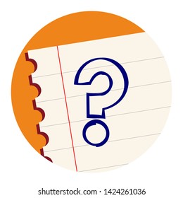 Interrogation Symbol. Free Hand Icon on a Notebook Sheet