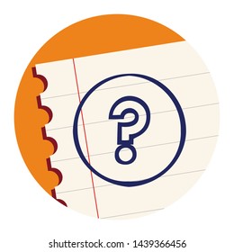 Interrogation Symbol. Hand Drawn Icon on a Notebook Sheet