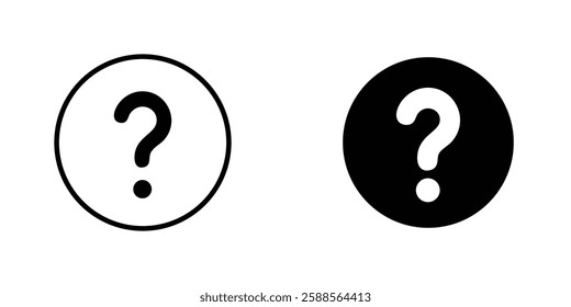 Interrogation vectors icons set in filled and strokes on white background