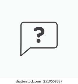 Linha de interrogatório na cor preta da linha fina. ilustração simples de símbolos vetoriais planos.