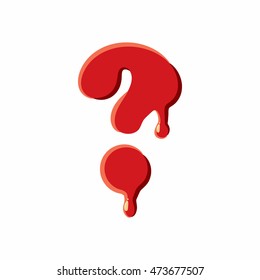Interrogative sign isolated on white background. Red bloody interrogative, sign vector illustration
