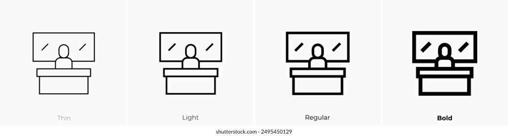 interrogatory icon. Thin, Light Regular And Bold style design isolated on white background