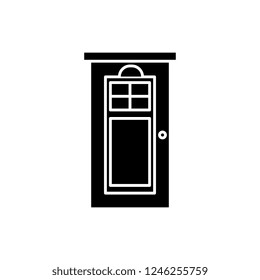 Interroom door black icon, vector sign on isolated background. Interroom door concept symbol, illustration 