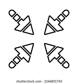 Icono de flecha de intersección en estilo de línea