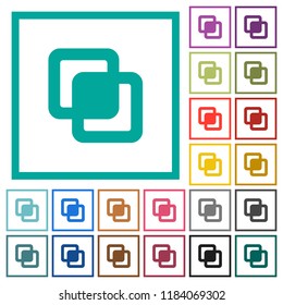 Intersect shapes flat color icons with quadrant frames on white background