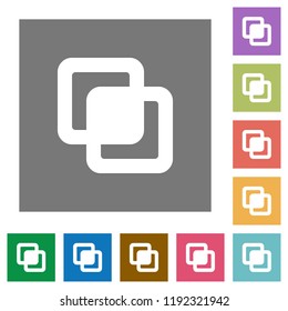 Intersect shapes flat icons on simple color square backgrounds
