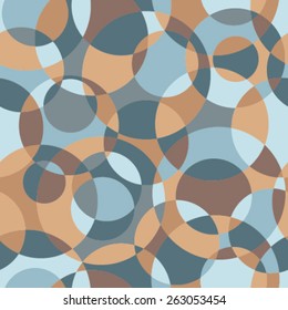 intersected circles mosaic seamless pattern orange, brown, blue
