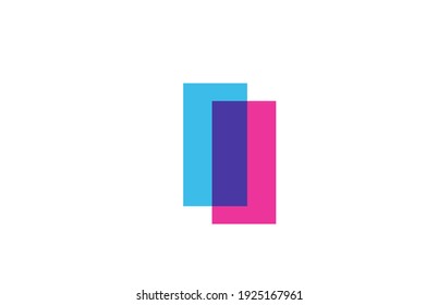 icono del logo de la carta interseccionada para la compañía. Diseño de alfabetos azul y rosa para empresas y empresas