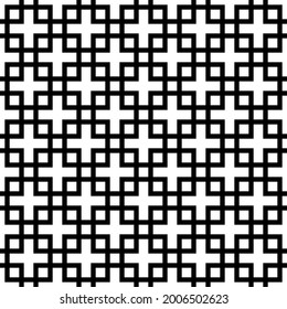 intersected outline squares, monochrome vector geometrical seamless pattern