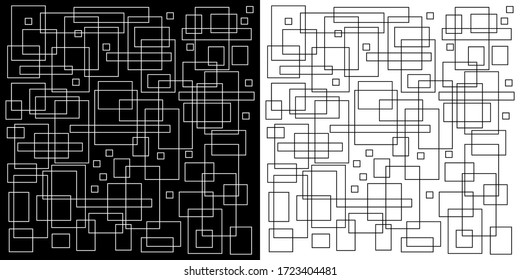 Intersected Random squares lines vector. Intersected and overlapping line of randomly square lines.