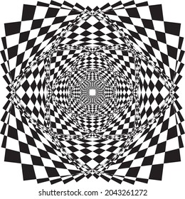 Intersected trajectory arabesque perspective  illusion abstract background black on transparent