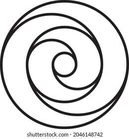 Intersected trajectory circles game snail illusion abstract background black on transparent