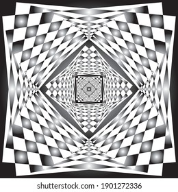Intersected trajectory festive frames perspective illusion abstract background black on transparent
