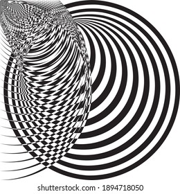 Intersected trajectory flyingsphere illusion abstract background black on transparent designer cut