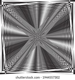 Intersected trajectory swirl piramyd stellar perspective  illusion abstract background black on transparent