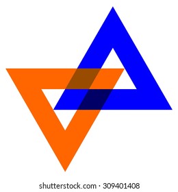 Intersected triangles design vector, logo design, 2 triangles