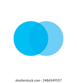 Intersecting blue circles and blue common area. Vector.