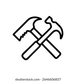 Intersecting carpentry tools suggest skillful craftsmanship. Icon Symbol Illustration