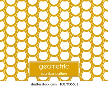 intersecting circle plate geometric seamless pattern gold  color background vector illustration