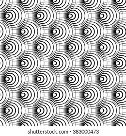 Intersecting circles abstract monochrome Repeatable pattern.