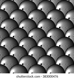 Intersecting circles abstract monochrome Repeatable pattern.