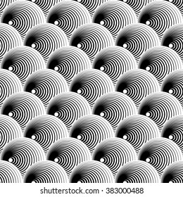 Intersecting circles abstract monochrome Repeatable pattern.