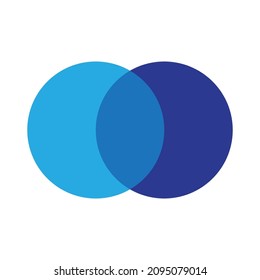 Intersecting circles. Blue and cyan. Merge concept. Colored icon. Business background. Vector illustration. Stock image.